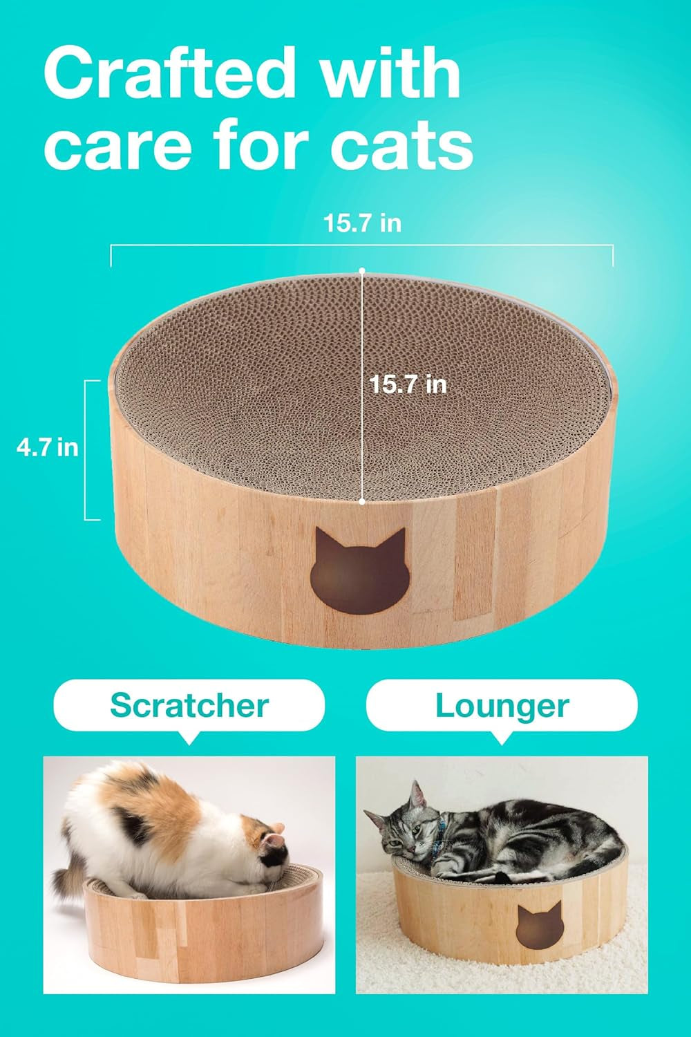 Cozy Cat Scratcher Bowl, 100% Recycled Paper, Chemical-Free Materials, No.1 Sellr in Japan! (Bowl (Oak), Regular)