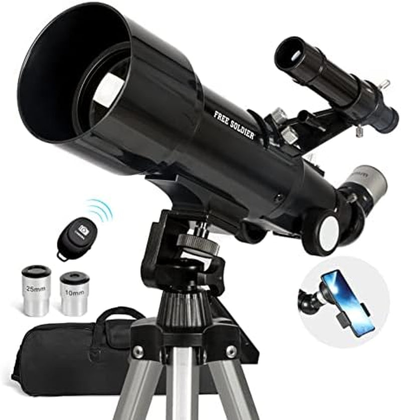 Telescope for Kids Adults Astronomy Beginners - 70Mm Aperture and 400Mm Focal Length Professional Refractor Telescope with Remote Great Christmas Astronomy Gift for Kids with Gift Package, Blue 